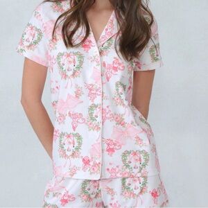 LoveShackFancy x Roller Rabbit Merry Monkey Beaux Polo Pajamas Size S